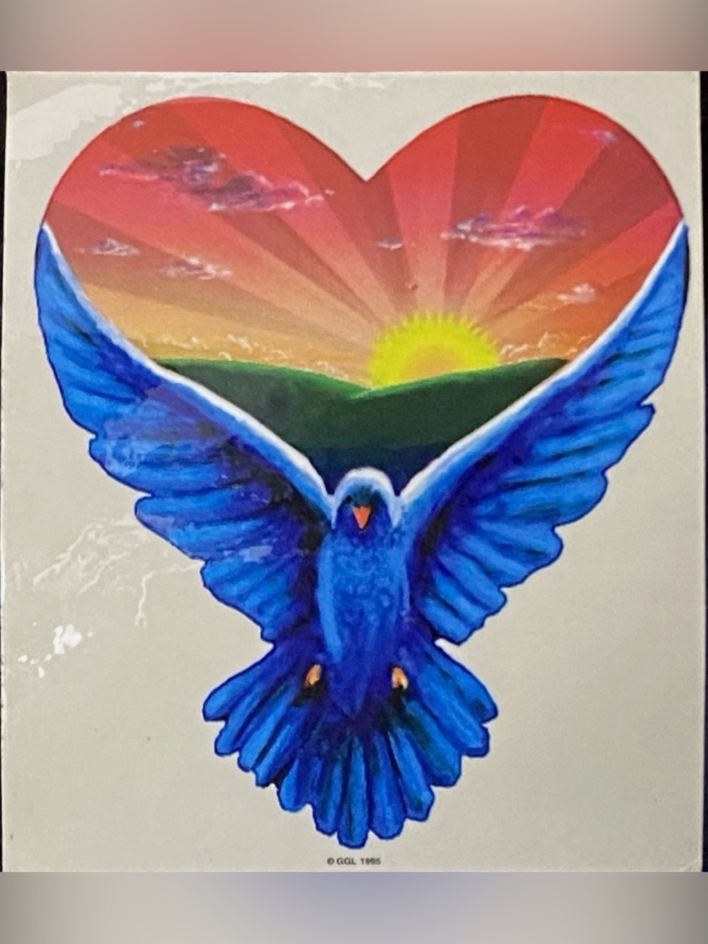 VTG 1995 Grateful Dead Sunrise In Heart Blue Dove Sticker Decal NWT